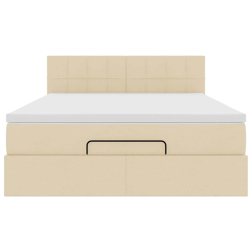 Οθωμανικό κρεβάτι με στρώμα Cream 140x200cm ύφασμα