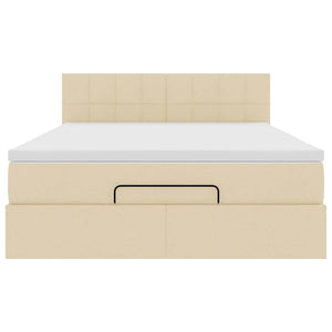 Οθωμανικό κρεβάτι με στρώμα Cream 140x200cm ύφασμα