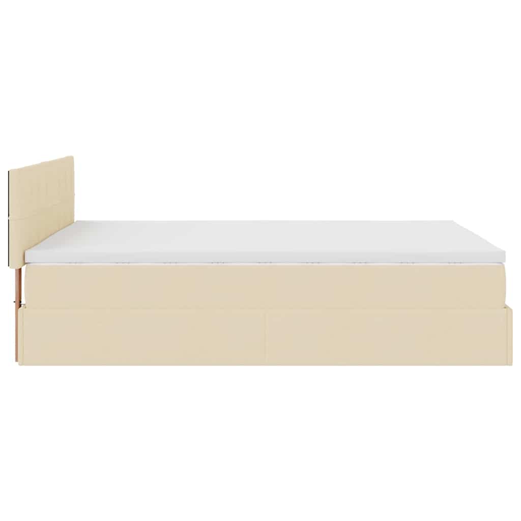 Οθωμανικό κρεβάτι με στρώμα Cream 140x200cm ύφασμα