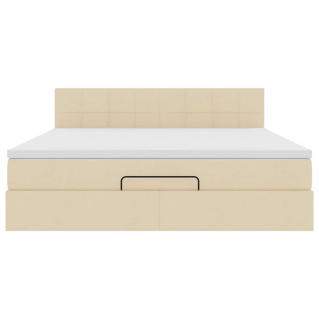 Οθωμανικό Κρεβάτι με Στρώμα Κρέμα 160x200cm Ύφασμα - Pakobazaar