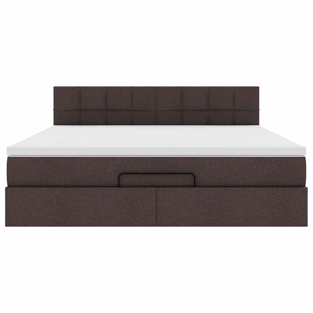Οθωμανικό κρεβάτι με στρώμα σκούρο καφέ 180x200cm ύφασμα
