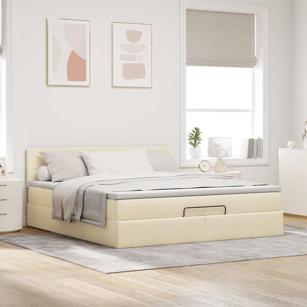 Οθωμανικό κρεβάτι με στρώμα Cream 200x200 cm Ύφασμα