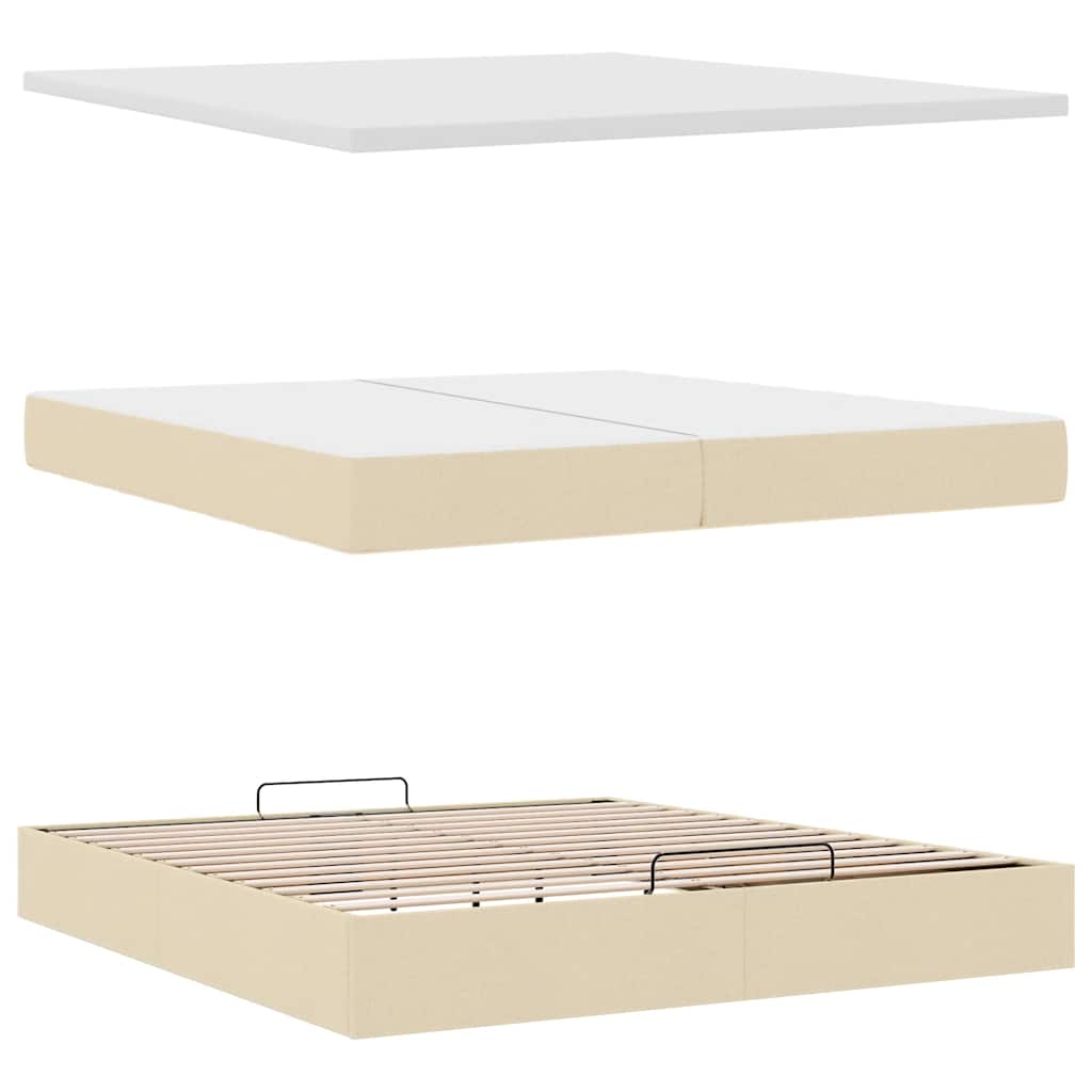 Οθωμανικό κρεβάτι με στρώμα Cream 200x200 cm Ύφασμα