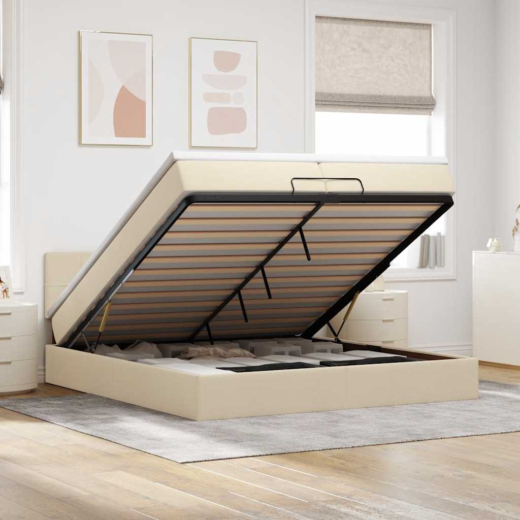 Οθωμανικό κρεβάτι με στρώμα Cream 200x200 cm Ύφασμα