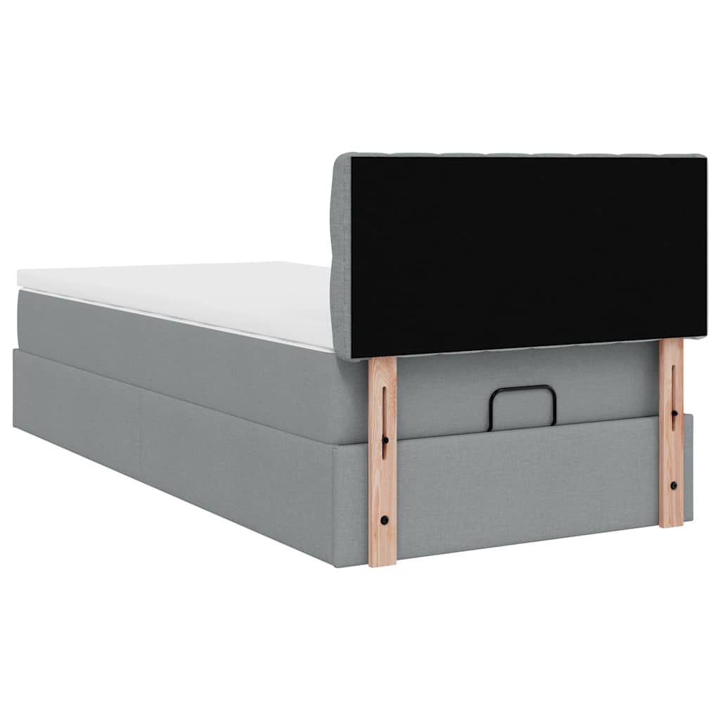 Οθωμανικό κρεβάτι με στρώμα ανοιχτό γκρι 80x200 cm ύφασμα - Pakobazaar