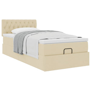 Οθωμανικό κρεβάτι με στρώμα Cream 80x200cm ύφασμα