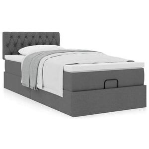 Οθωμανικό κρεβάτι με στρώμα σκούρο γκρι 90x190cm ύφασμα - Pakobazaar