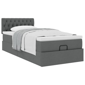 Οθωμανικό κρεβάτι με στρώμα σκούρο γκρι 90x190cm ύφασμα - Pakobazaar