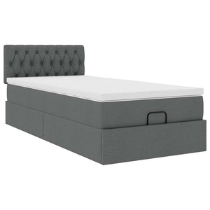 Οθωμανικό κρεβάτι με στρώμα σκούρο γκρι 90x190cm ύφασμα - Pakobazaar