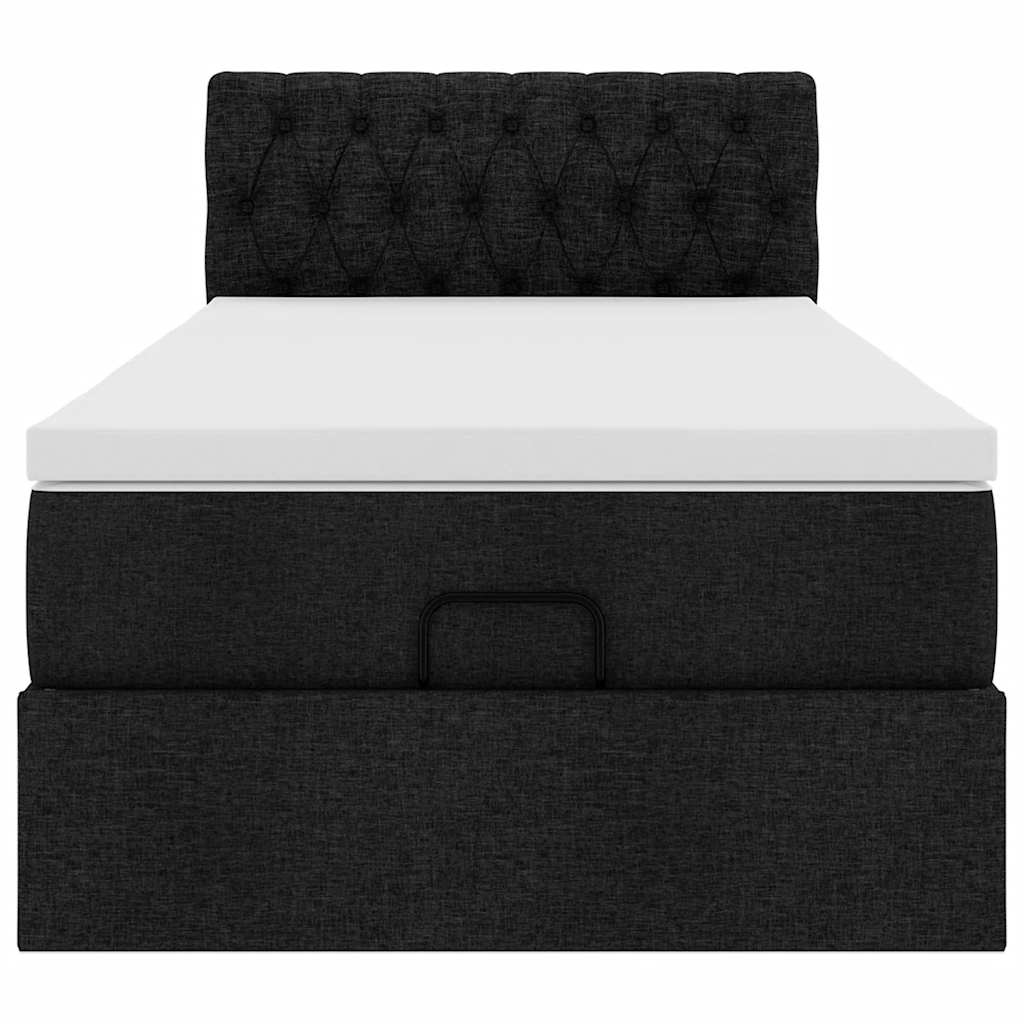 Οθωμανικό κρεβάτι με στρώμα Μαύρο 90x190cm Ύφασμα - Pakobazaar