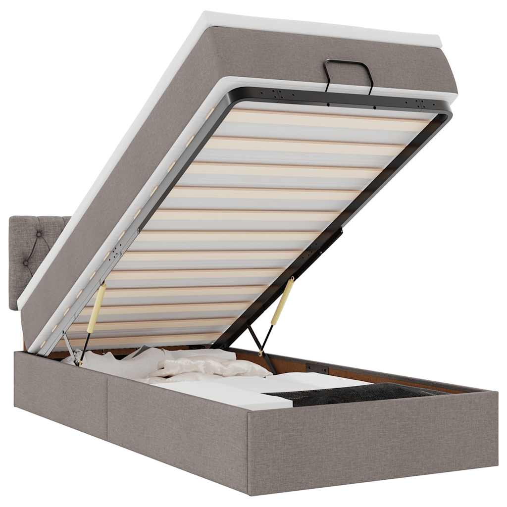 Οθωμανικό κρεβάτι με στρώμα Taupe 90x190cm ύφασμα - Pakobazaar