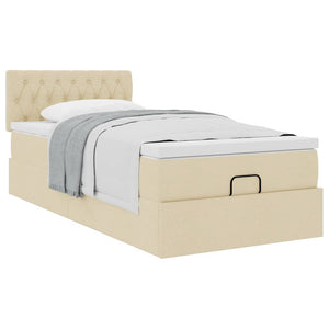 Οθωμανικό κρεβάτι με στρώμα Cream 90x190cm ύφασμα - Pakobazaar