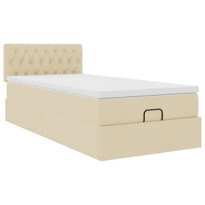 Οθωμανικό κρεβάτι με στρώμα Cream 90x190cm ύφασμα - Pakobazaar