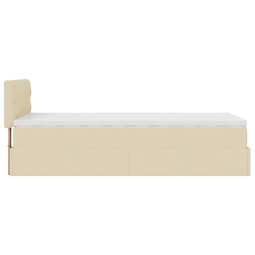 Οθωμανικό κρεβάτι με στρώμα Cream 90x190cm ύφασμα - Pakobazaar