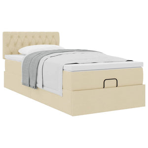 Οθωμανικό κρεβάτι με στρώμα Cream 90x200cm ύφασμα