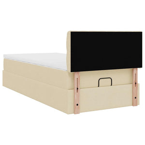 Οθωμανικό κρεβάτι με στρώμα Cream 100x200cm ύφασμα