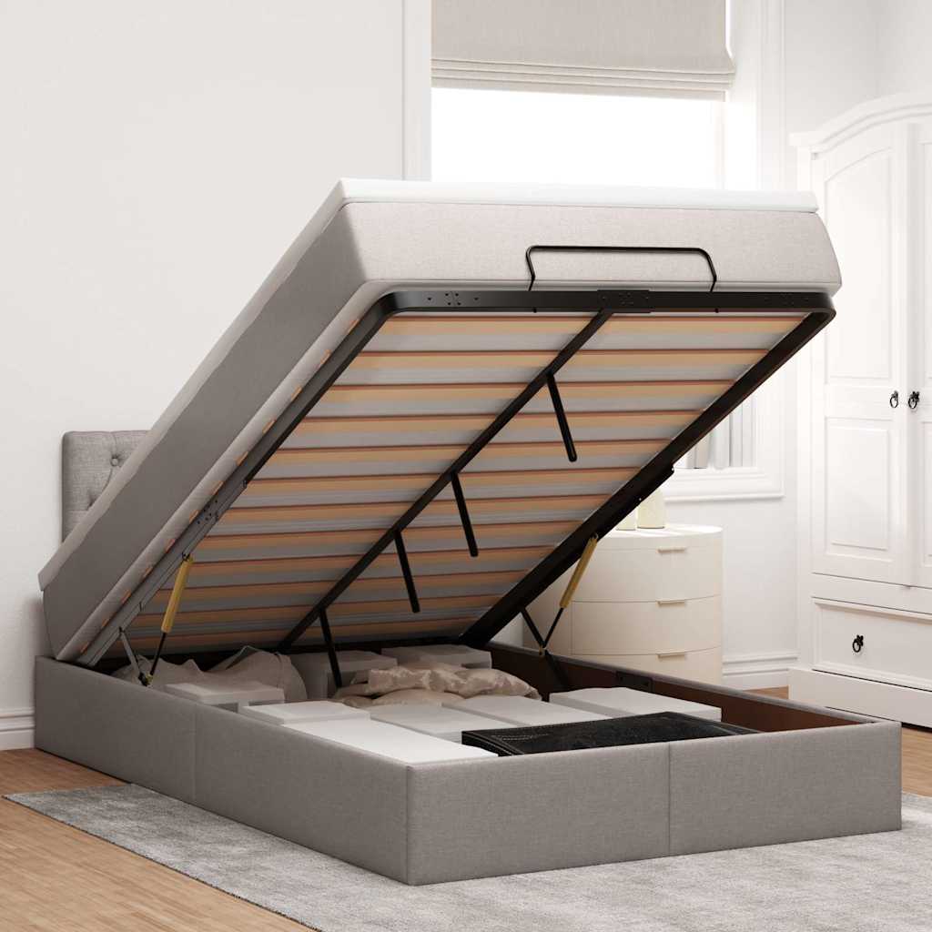 Οθωμανικό κρεβάτι με στρώμα Taupe 120x190 cm Ύφασμα - Pakobazaar