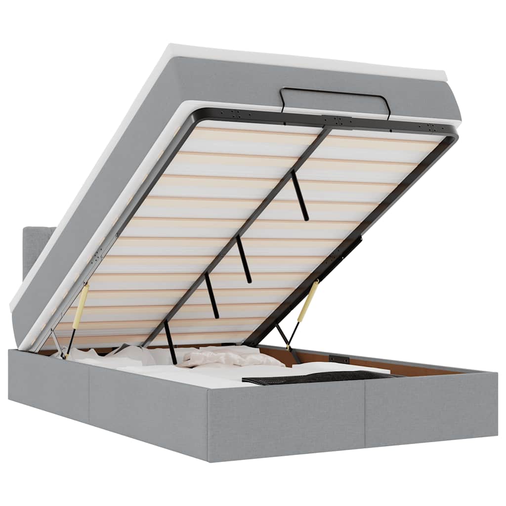 Οθωμανικό κρεβάτι με στρώμα ανοιχτό γκρι 120x200cm ύφασμα - Pakobazaar