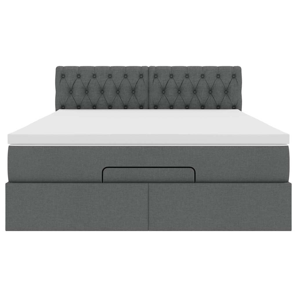 Οθωμανικό κρεβάτι με στρώμα σκούρο γκρι 140x190cm ύφασμα