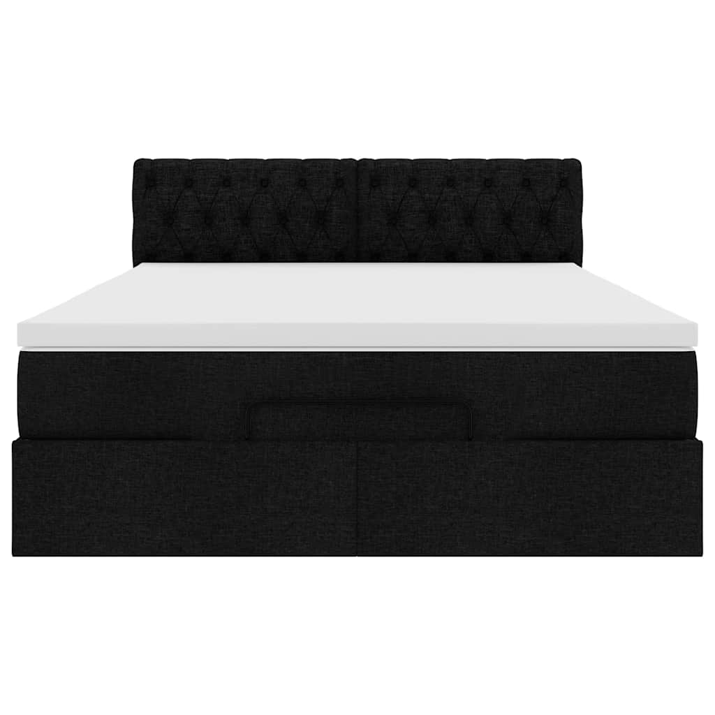 Οθωμανικό κρεβάτι με στρώμα Μαύρο 140x190cm Ύφασμα - Pakobazaar