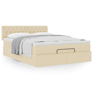 Οθωμανικό κρεβάτι με στρώμα Cream 140x190cm ύφασμα - Pakobazaar