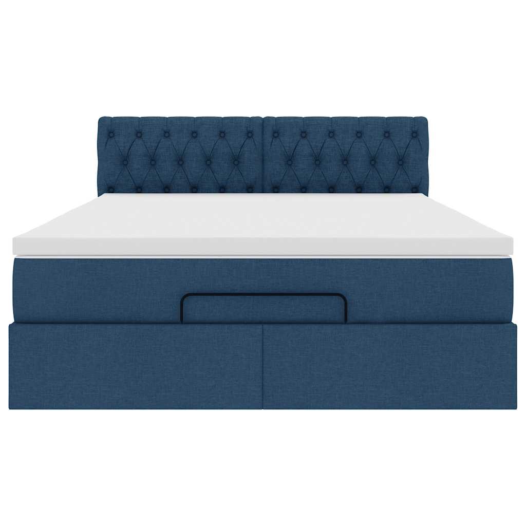 Οθωμανικό κρεβάτι με στρώμα μπλε 140x190cm ύφασμα