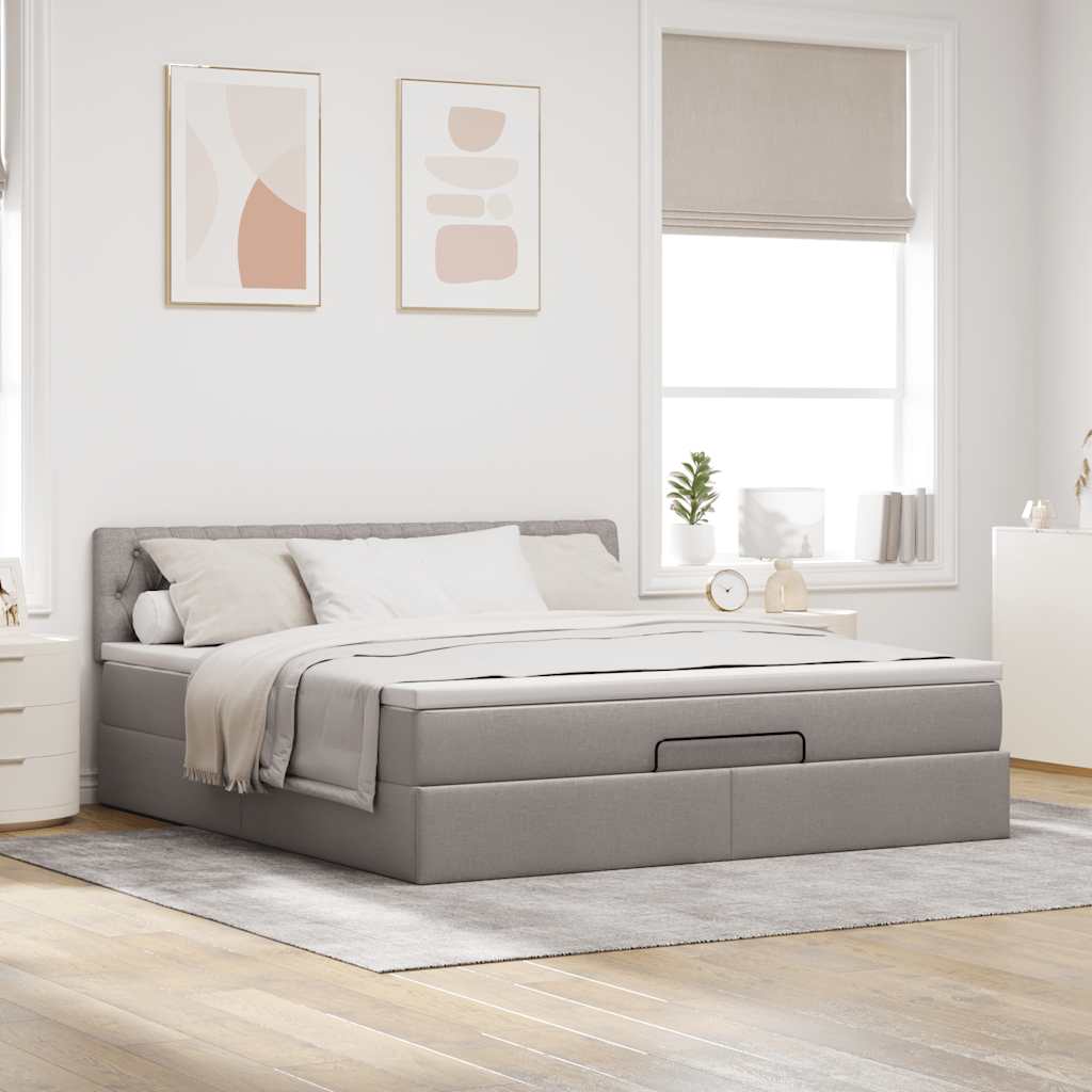 Οθωμανικό κρεβάτι με στρώμα Taupe 160x200cm ύφασμα - Pakobazaar