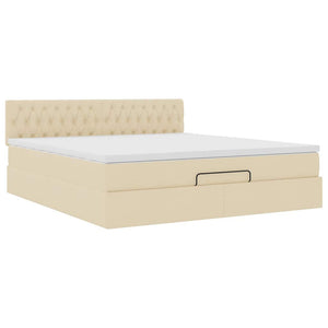 Οθωμανικό κρεβάτι με στρώμα Cream 180x200cm ύφασμα - Pakobazaar