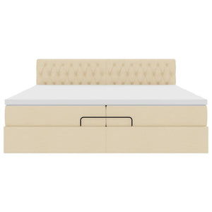 Οθωμανικό κρεβάτι με στρώμα Cream 200x200 cm Ύφασμα