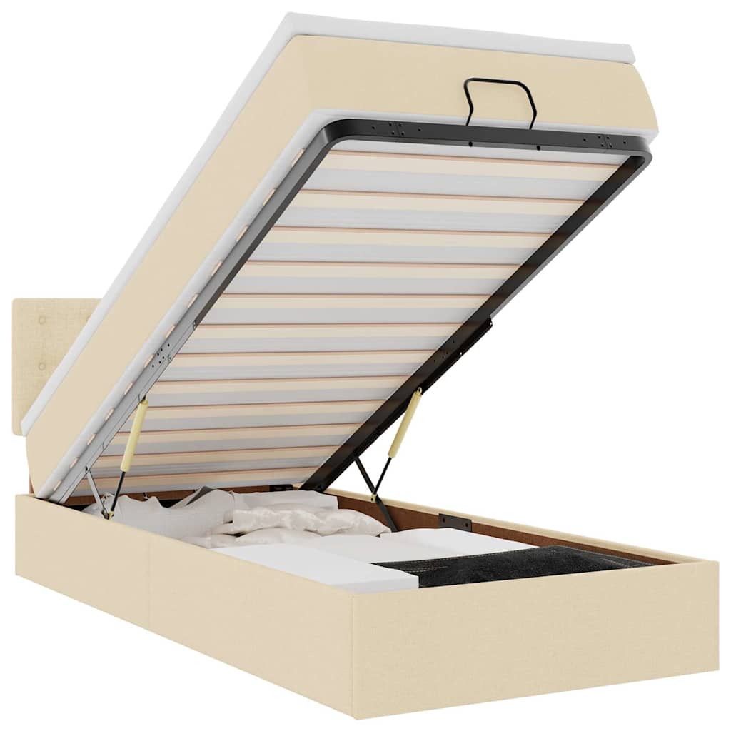 Οθωμανικό κρεβάτι με στρώμα Cream 80x200cm ύφασμα - Pakobazaar