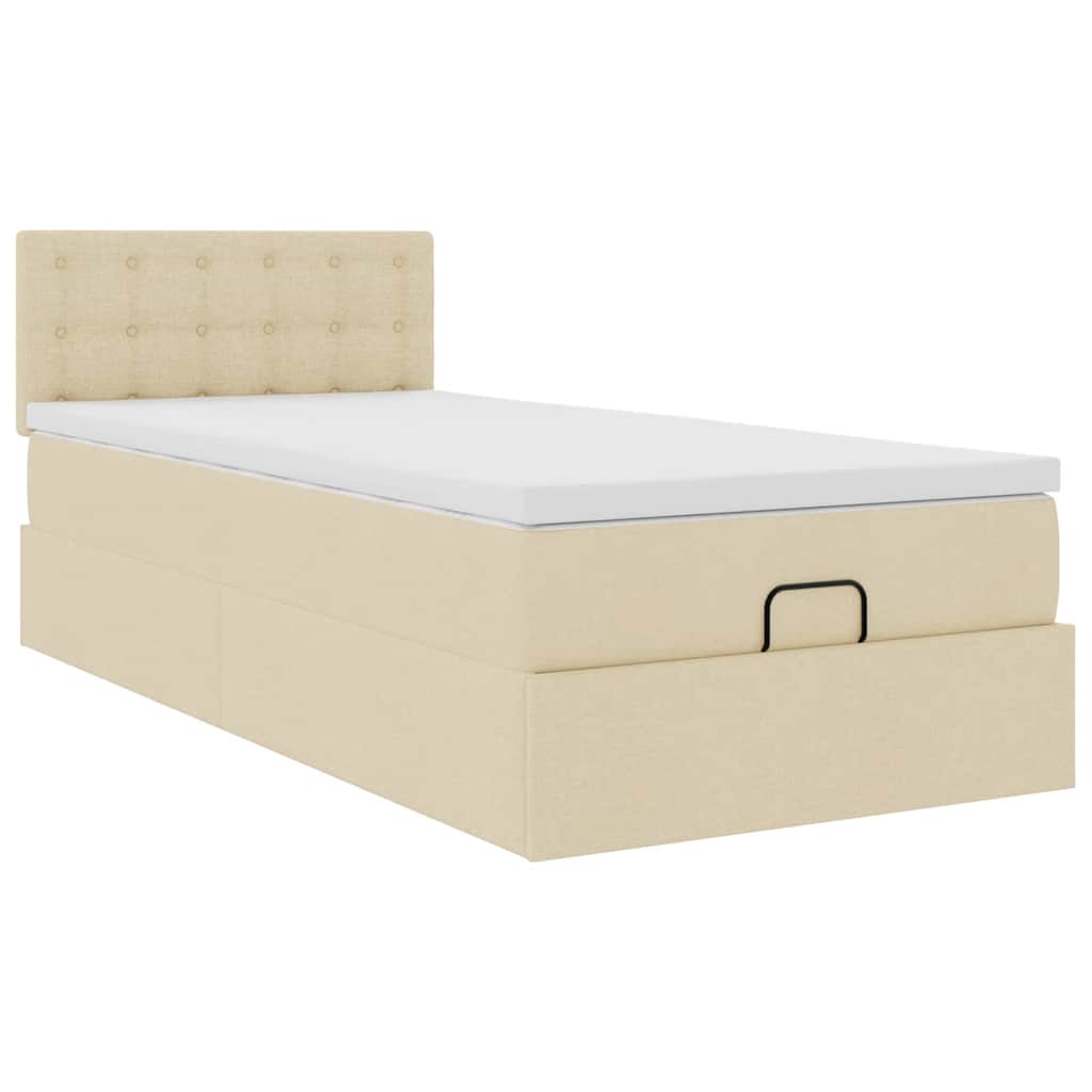 Οθωμανικό κρεβάτι με στρώμα Cream 80x200cm ύφασμα - Pakobazaar