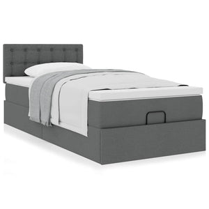 Οθωμανικό κρεβάτι με στρώμα σκούρο γκρι 90x190cm ύφασμα - Pakobazaar