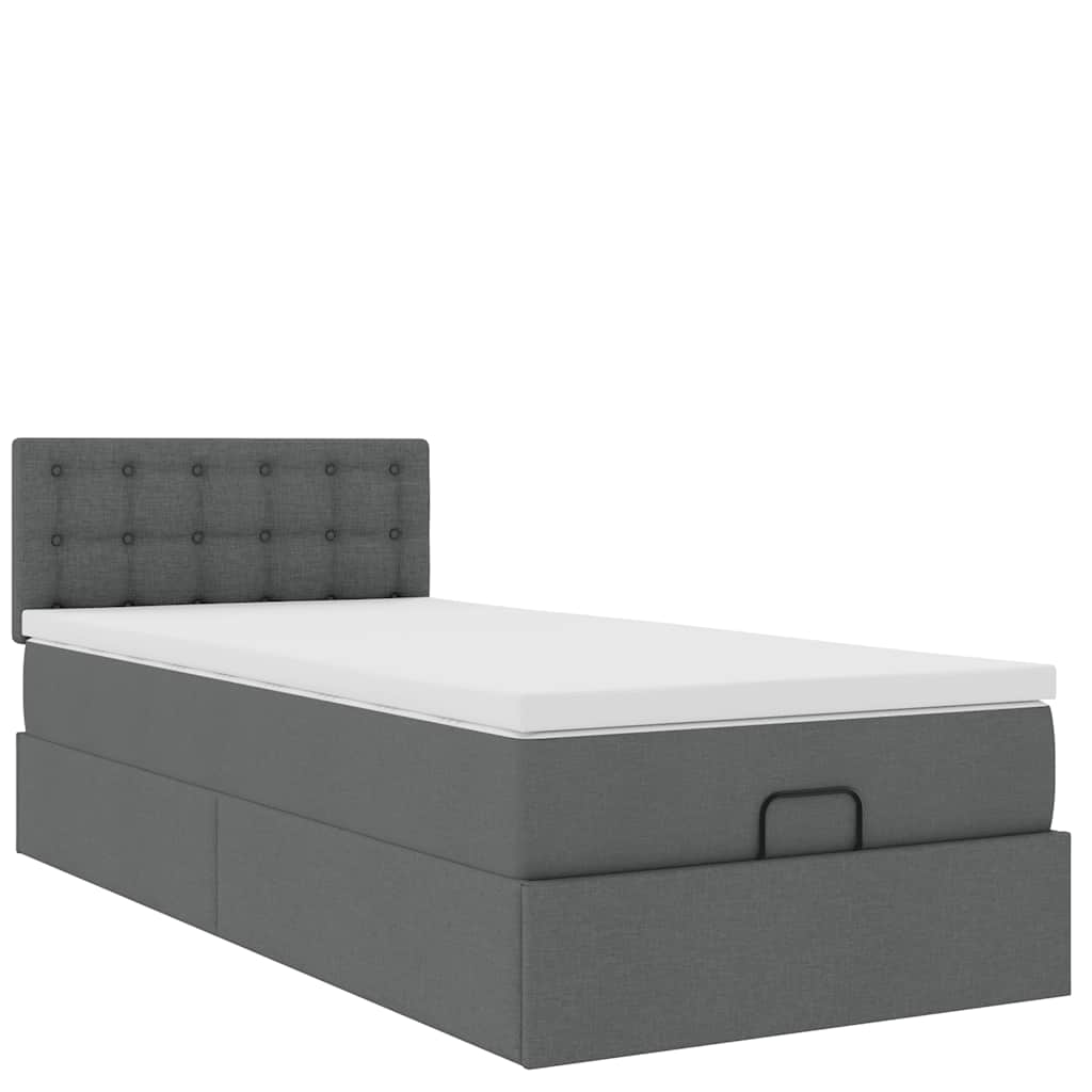 Οθωμανικό κρεβάτι με στρώμα σκούρο γκρι 90x190cm ύφασμα - Pakobazaar