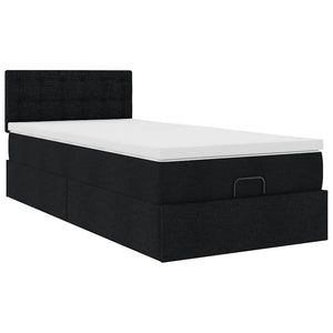 Οθωμανικό κρεβάτι με στρώμα Μαύρο 90x190cm Ύφασμα
