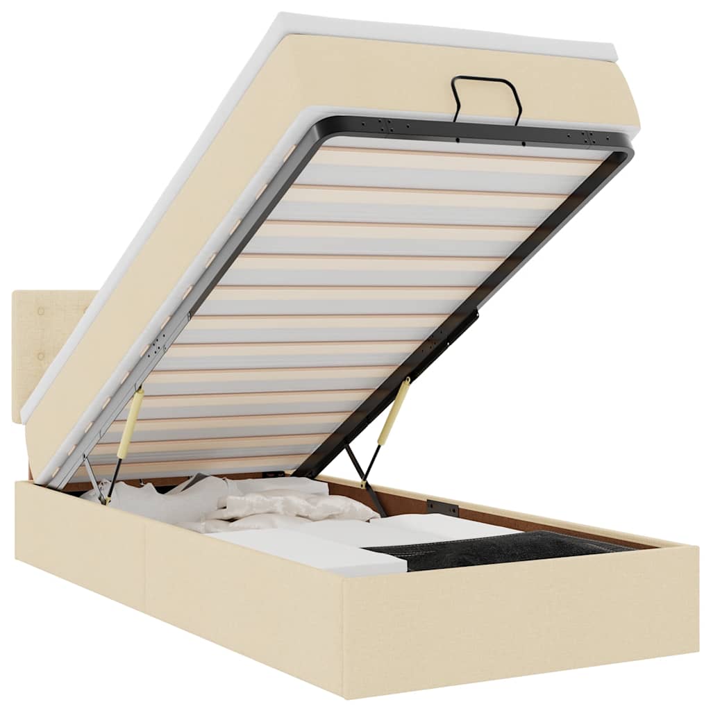 Οθωμανικό κρεβάτι με στρώμα Cream 90x190cm ύφασμα - Pakobazaar