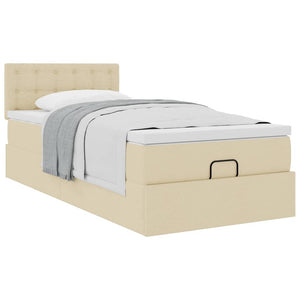 Οθωμανικό κρεβάτι με στρώμα Cream 90x190cm ύφασμα - Pakobazaar