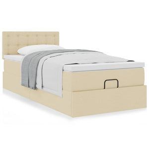 Οθωμανικό κρεβάτι με στρώμα Cream 90x200cm ύφασμα