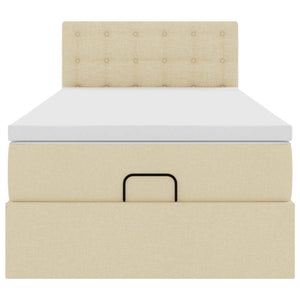 Οθωμανικό κρεβάτι με στρώμα Cream 90x200cm ύφασμα