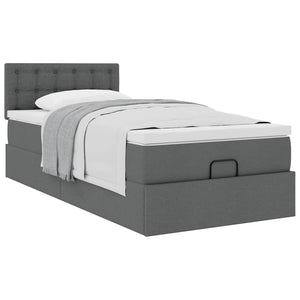 Οθωμανικό κρεβάτι με στρώμα σκούρο γκρι 100x200cm ύφασμα