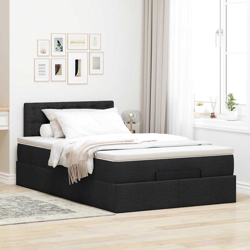 Οθωμανικό κρεβάτι με στρώμα Μαύρο 120x190 cm Ύφασμα