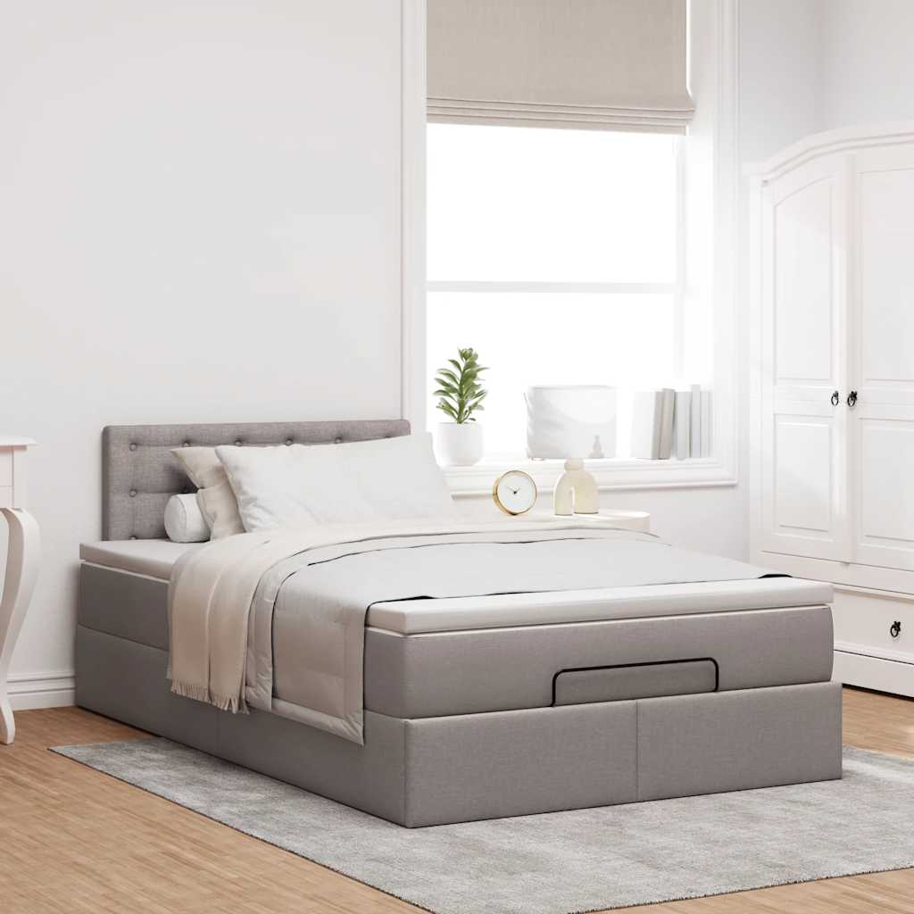 Οθωμανικό κρεβάτι με στρώμα Taupe 120x190 cm Ύφασμα - Pakobazaar