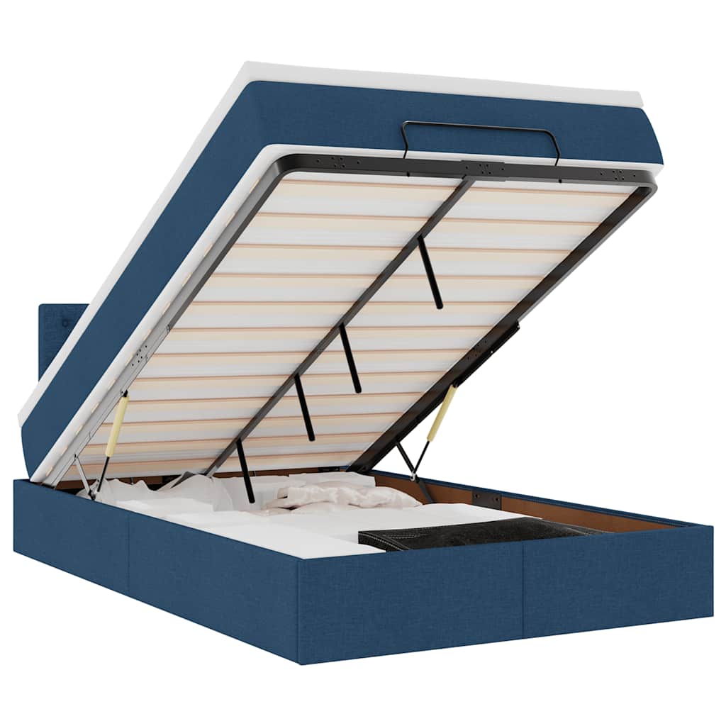 Οθωμανικό κρεβάτι με στρώμα μπλε 120x200cm ύφασμα