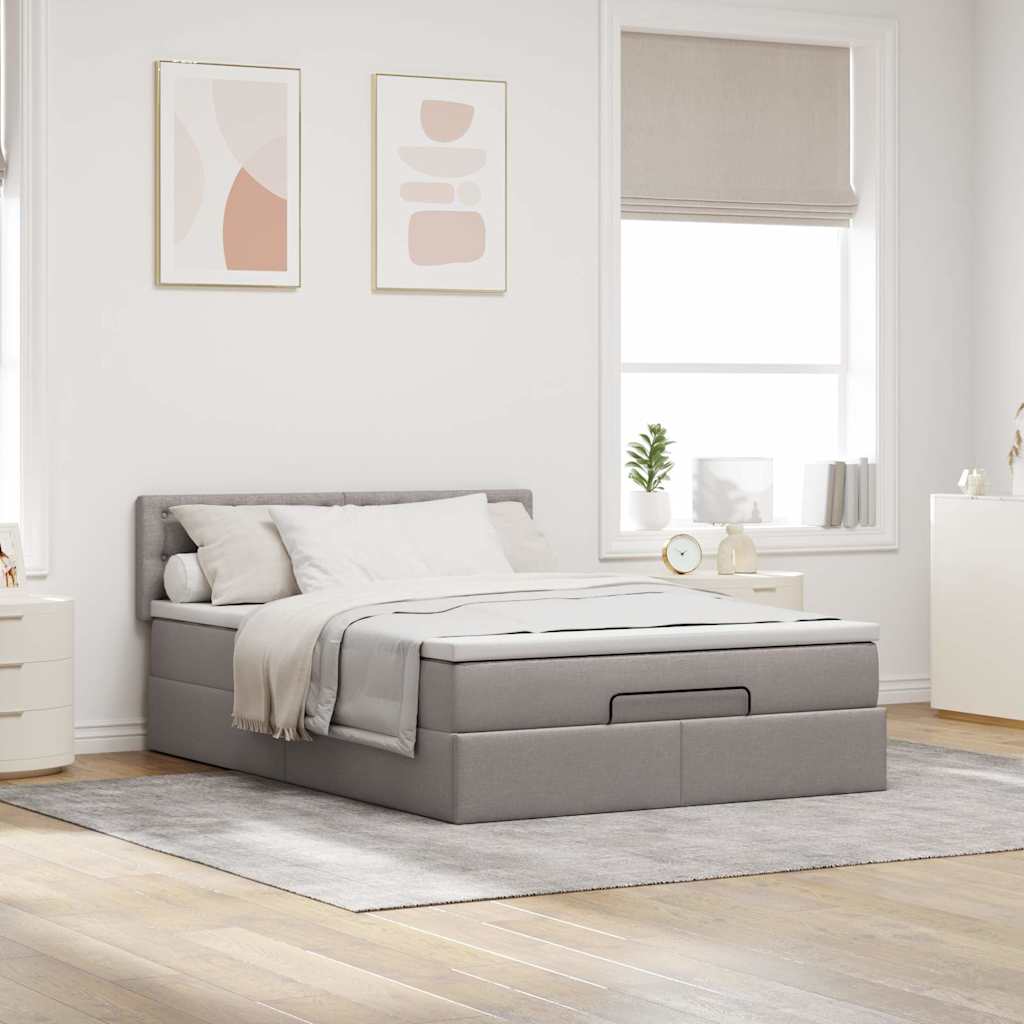 Κρεβάτι-Μπαλκόνι με Στρώμα, Ύφασμα 140x190 εκ., Μπεζ - Pakobazaar