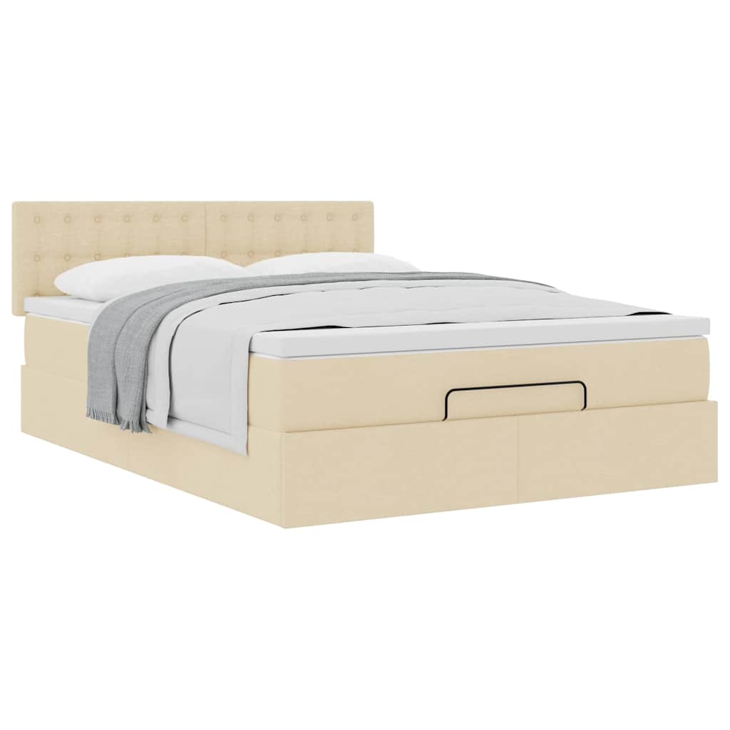 Οθωμανικό κρεβάτι με στρώμα Cream 140x200cm ύφασμα - Pakobazaar