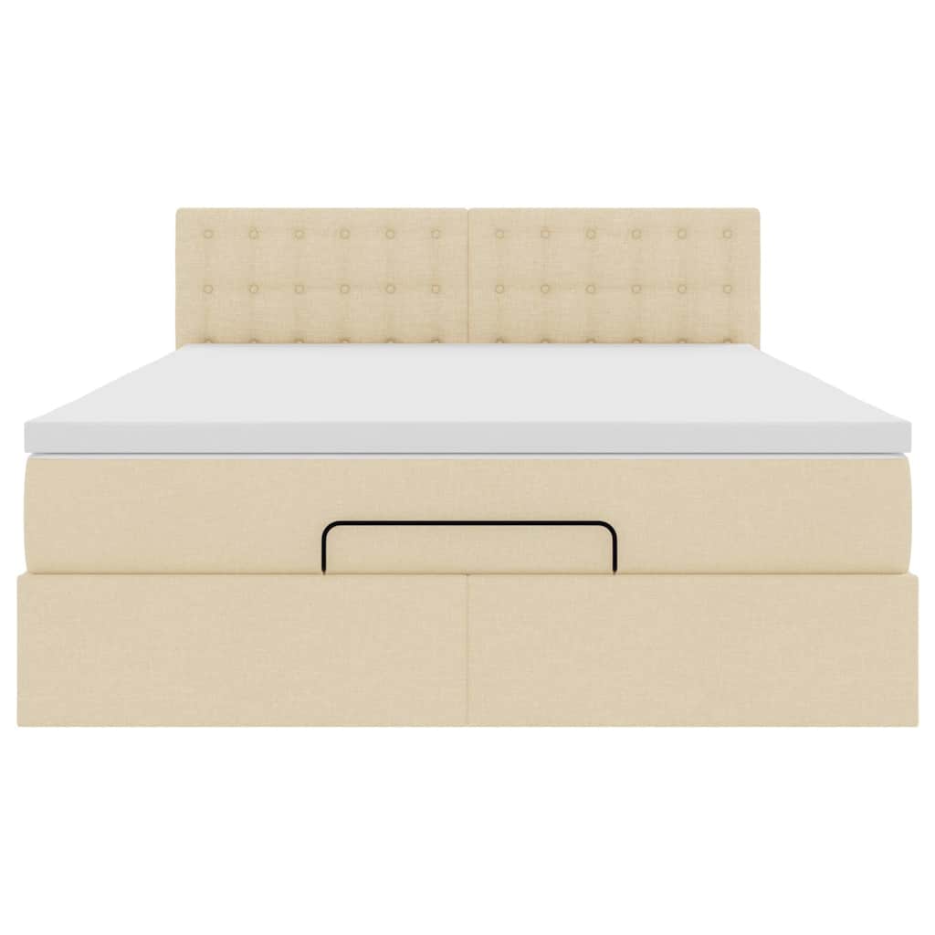 Οθωμανικό κρεβάτι με στρώμα Cream 140x200cm ύφασμα - Pakobazaar