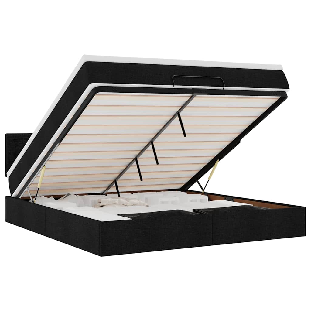 Οθωμανικό κρεβάτι με στρώμα Μαύρο 160x200cm Ύφασμα - Pakobazaar