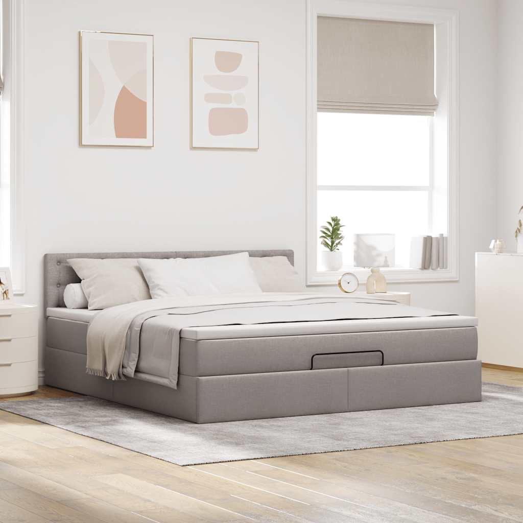 Οθωμανικό κρεβάτι με στρώμα Taupe 160x200cm ύφασμα - Pakobazaar