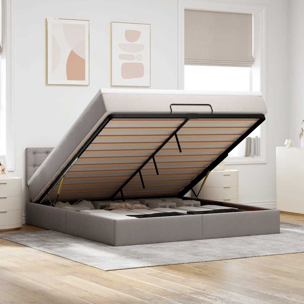 Οθωμανικό κρεβάτι με στρώμα Taupe 160x200cm ύφασμα - Pakobazaar