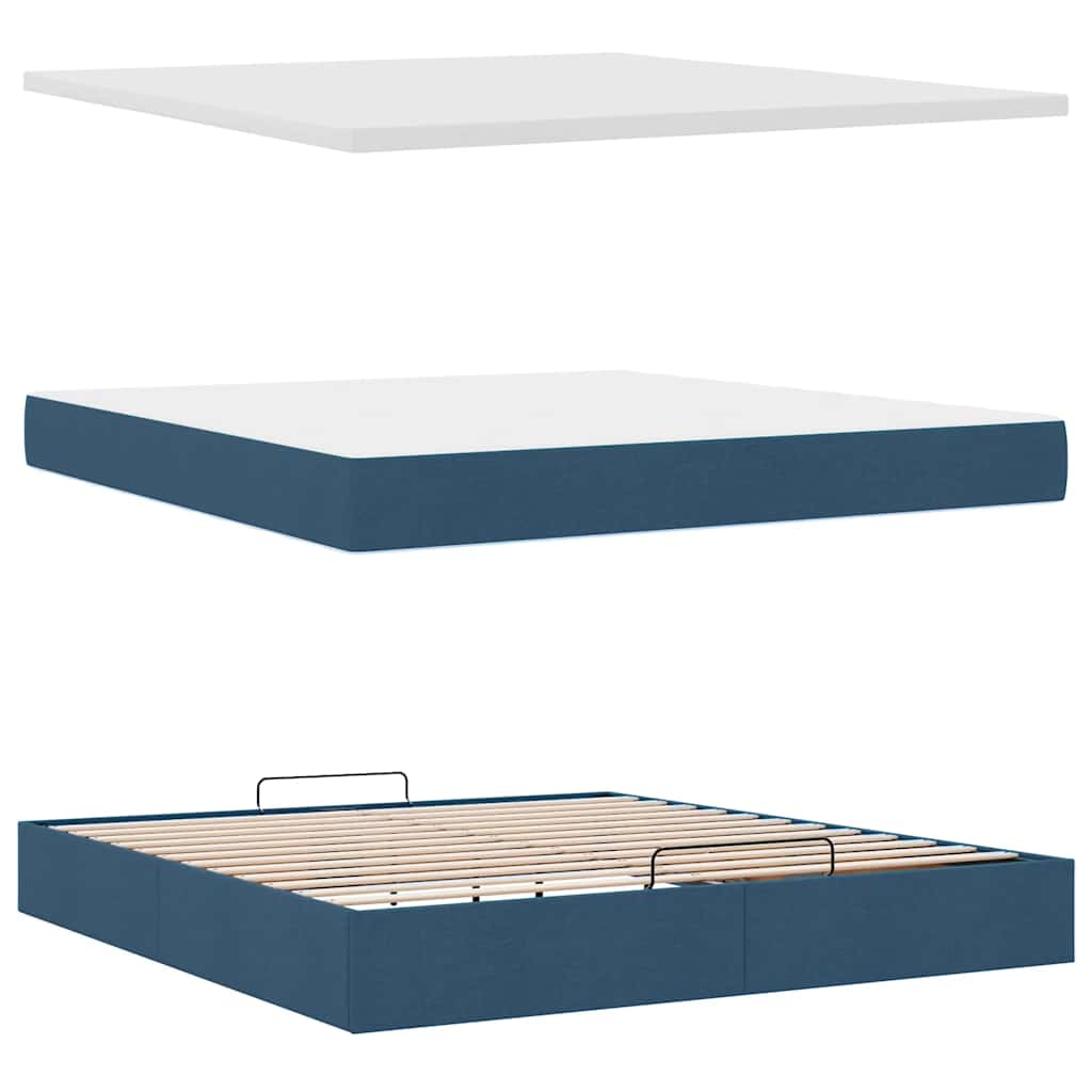 Οθωμανικό κρεβάτι με στρώμα μπλε 160x200cm ύφασμα - Pakobazaar