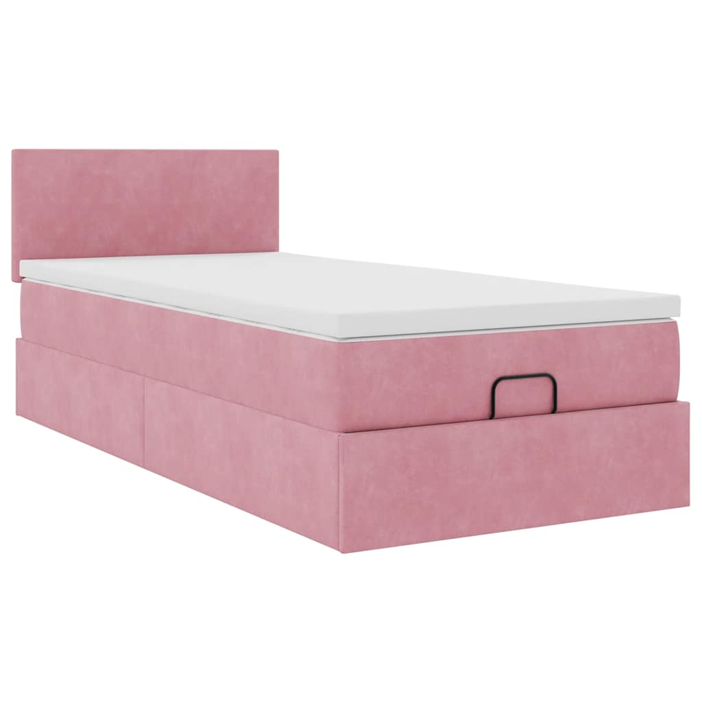 Οθωμανικό κρεβάτι με στρώμα ροζ 80x200cm Velvet - Pakobazaar